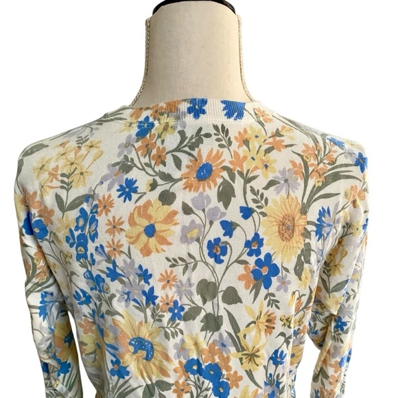 FDJ French Dressing Floral V-Neck Sweater XS Soft Knit Pullover Multicolor - Picture 9 of 13